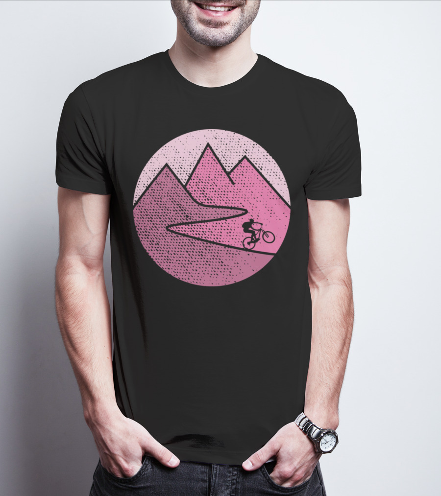Mountain Bike Cycling Scenic Adventure In Pink Mountains T-Shirt