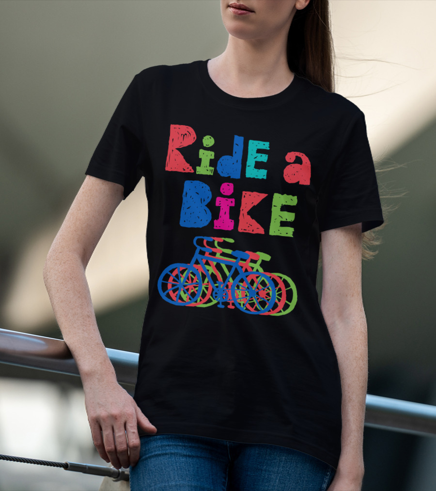 Ride A Bike Sketchy Colorful Layered Bicycles T-Shirt