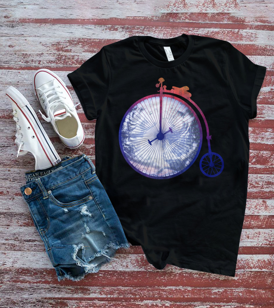 Vintage World Bicycle Traveler Earth Penny-Farthing T-Shirt