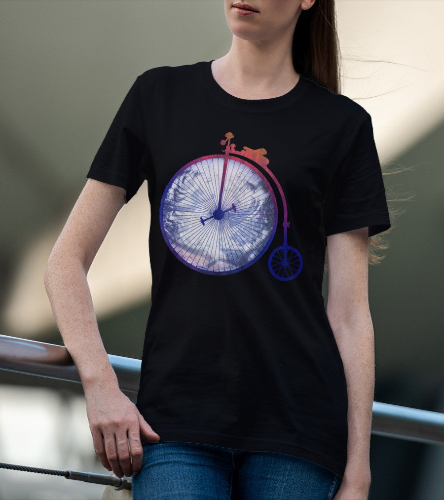 Vintage World Bicycle Traveler Earth Penny-Farthing T-Shirt