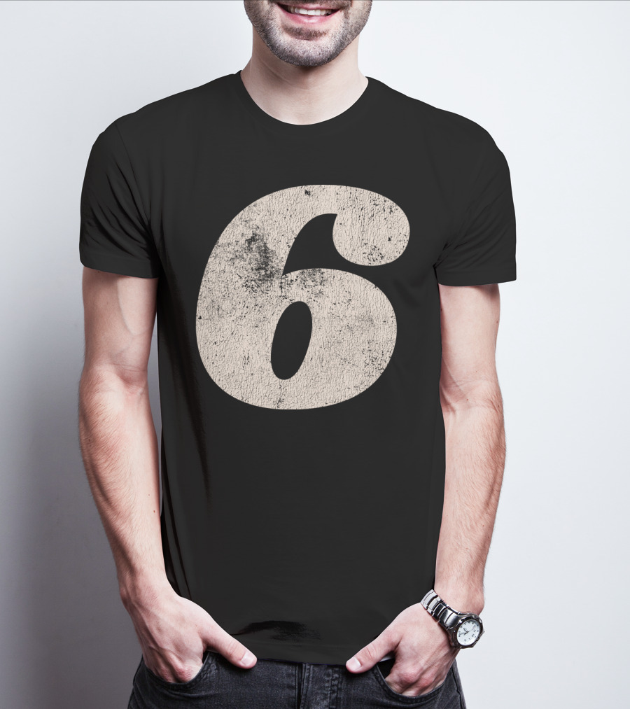 Vintagestyle Number 6 Distressed Retro Look T-Shirt