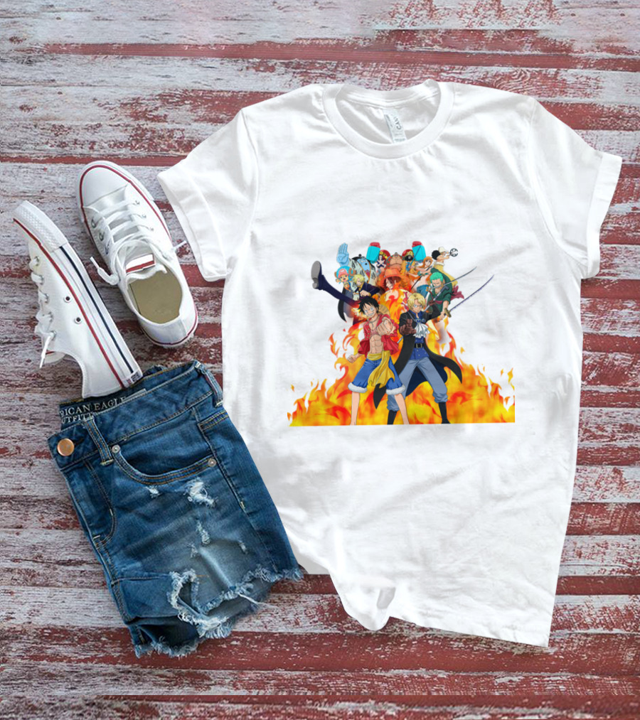 One Piece Pirate Crew In Flames T-Shirt