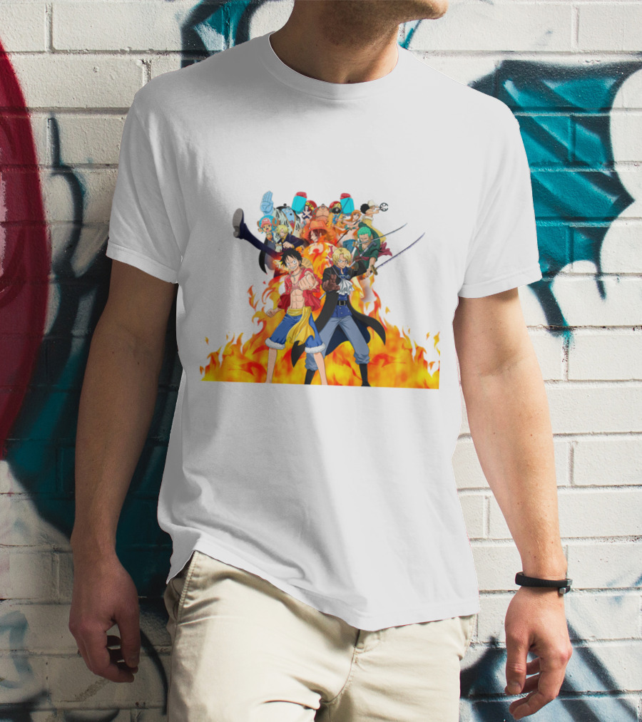 One Piece Pirate Crew In Flames T-Shirt