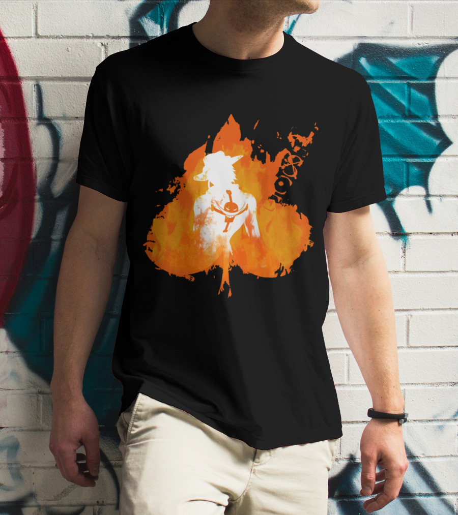 Ace One Piece Silhouette On Fire T-Shirt