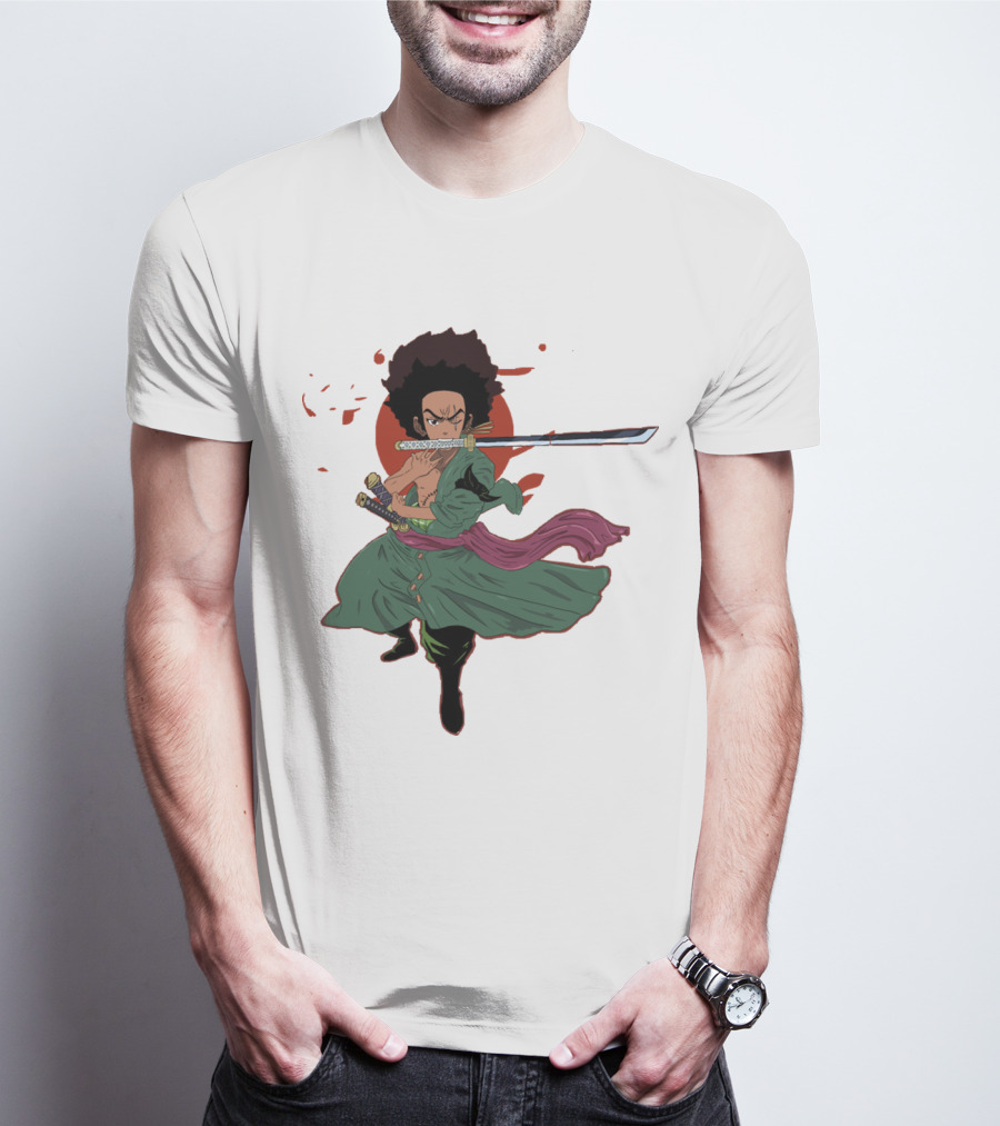 Huey Freeman X Roronoa Zoro Samurai Sword Fighter T-Shirt