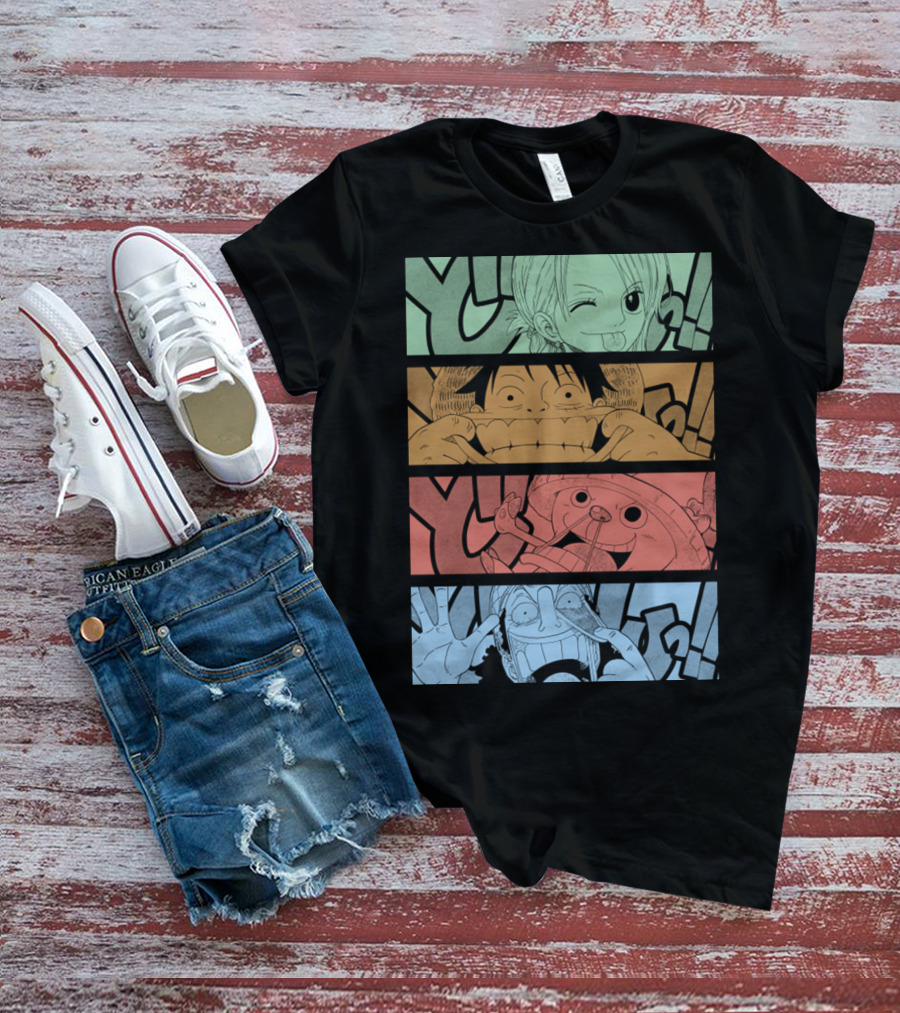 One Piece Keep Smiling Comic Characters T-Shirt