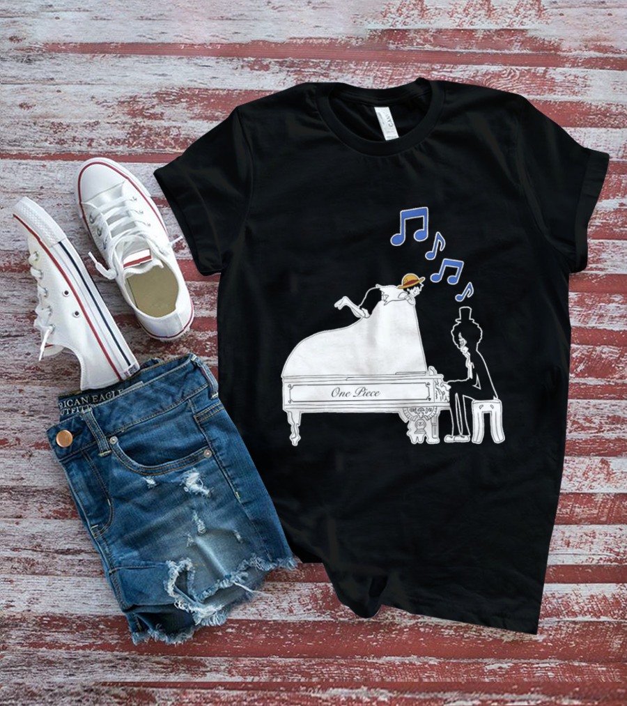 One Piece Luffy And Brook Piano Music Notes T-Shirt