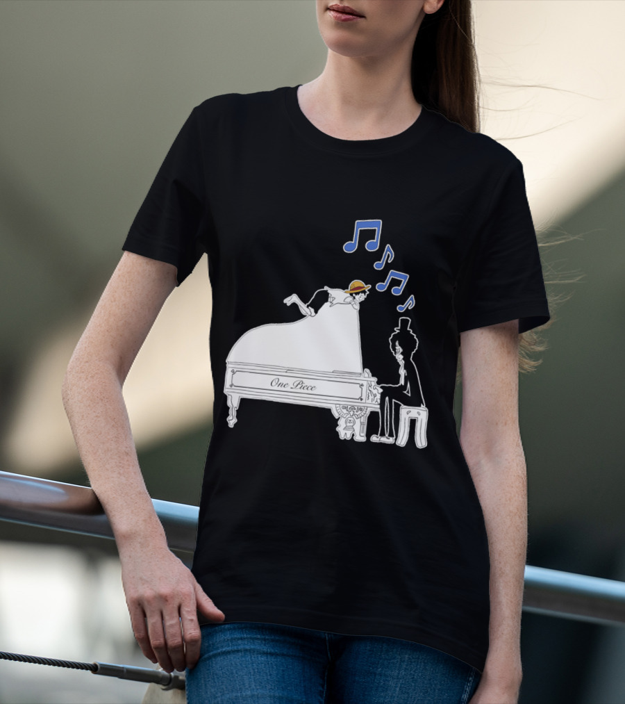 One Piece Luffy And Brook Piano Music Notes T-Shirt