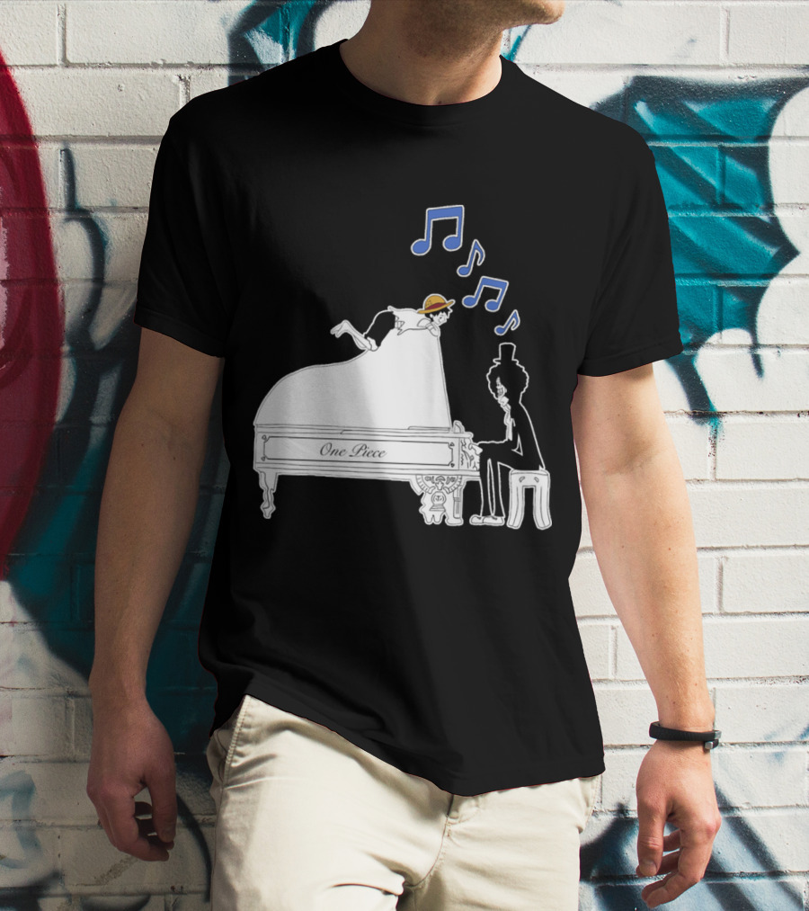 One Piece Luffy And Brook Piano Music Notes T-Shirt