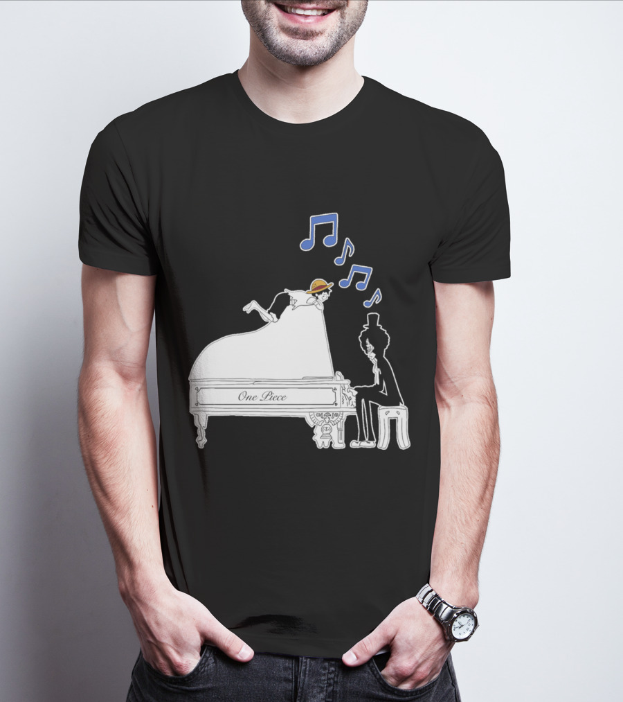 One Piece Luffy And Brook Piano Music Notes T-Shirt
