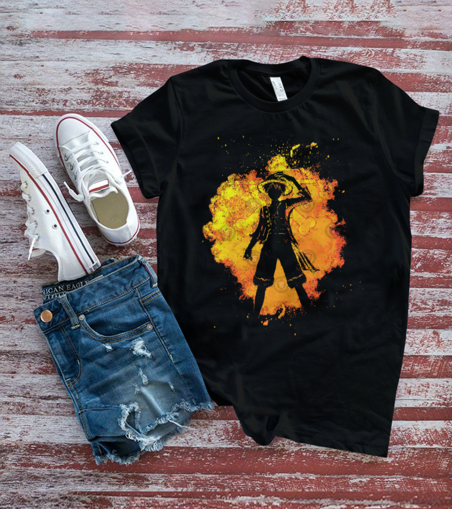 Soul Of The Pirate Luffy Fire Silhouette Anime T-Shirt