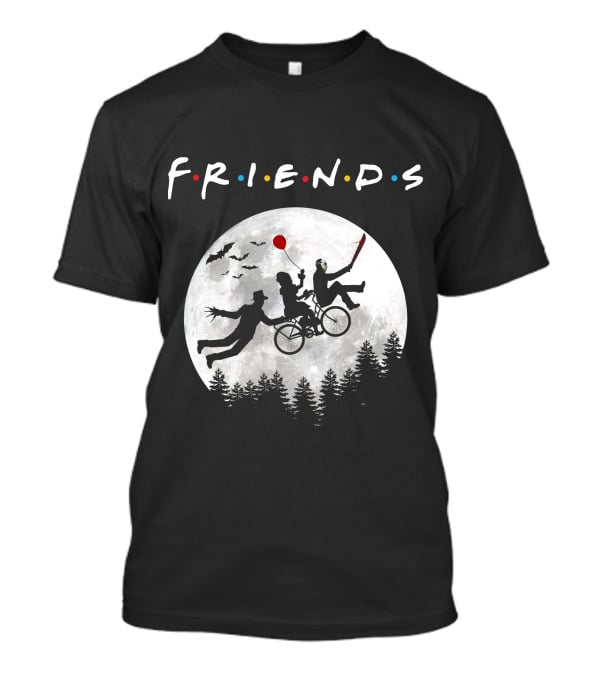Friends Halloween Horror Movies Iconic Characters Full Moon Scene T-Shirt