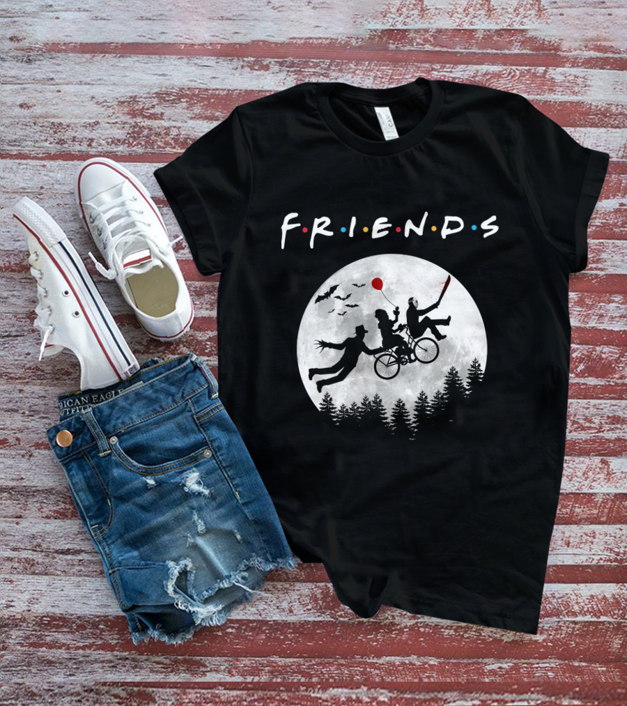 Friends Halloween Horror Movies Iconic Characters Full Moon Scene T-Shirt