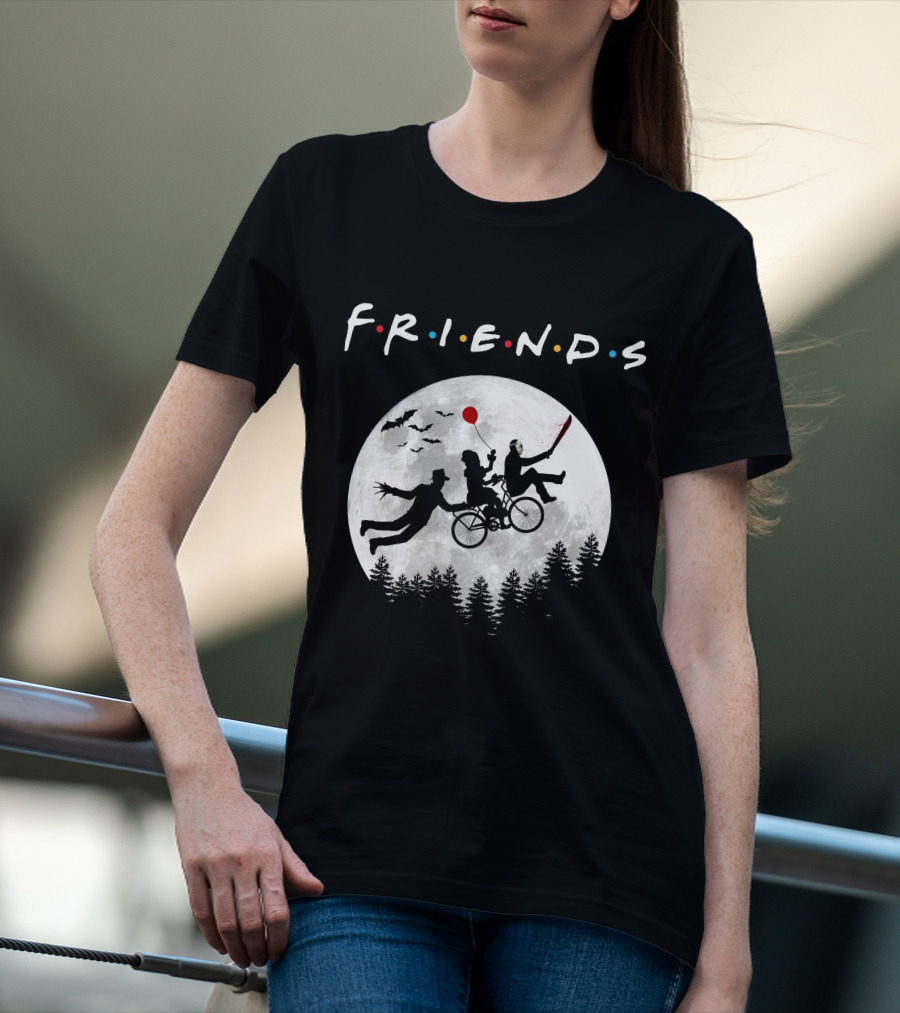 Friends Halloween Horror Movies Iconic Characters Full Moon Scene T-Shirt