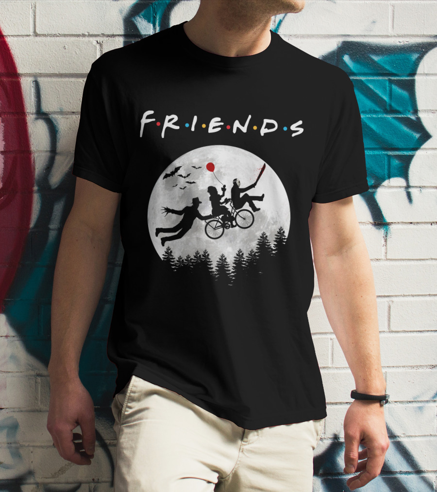 Friends Halloween Horror Movies Iconic Characters Full Moon Scene T-Shirt