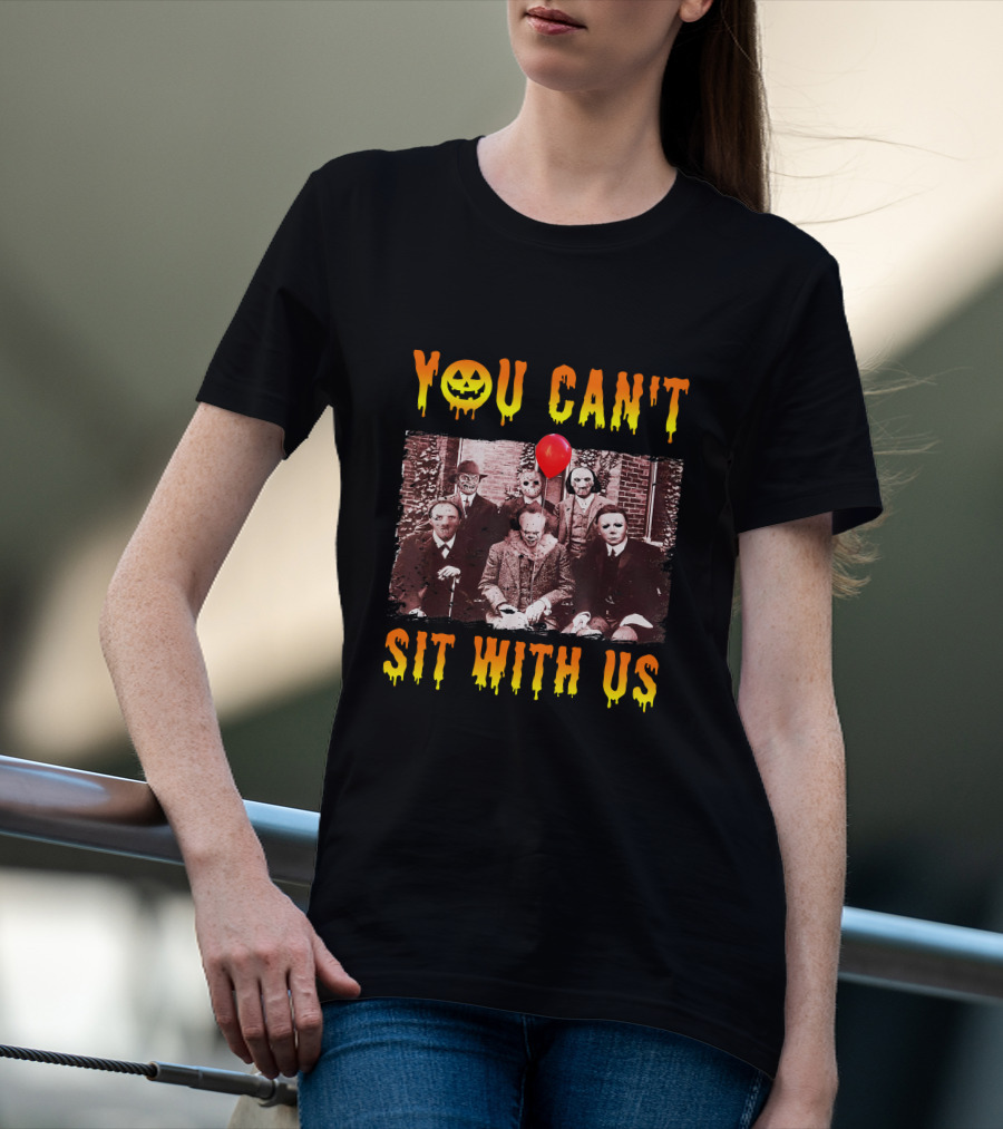 You Can't Sit With Us Halloween Horror Characters Red Balloon T-Shirt