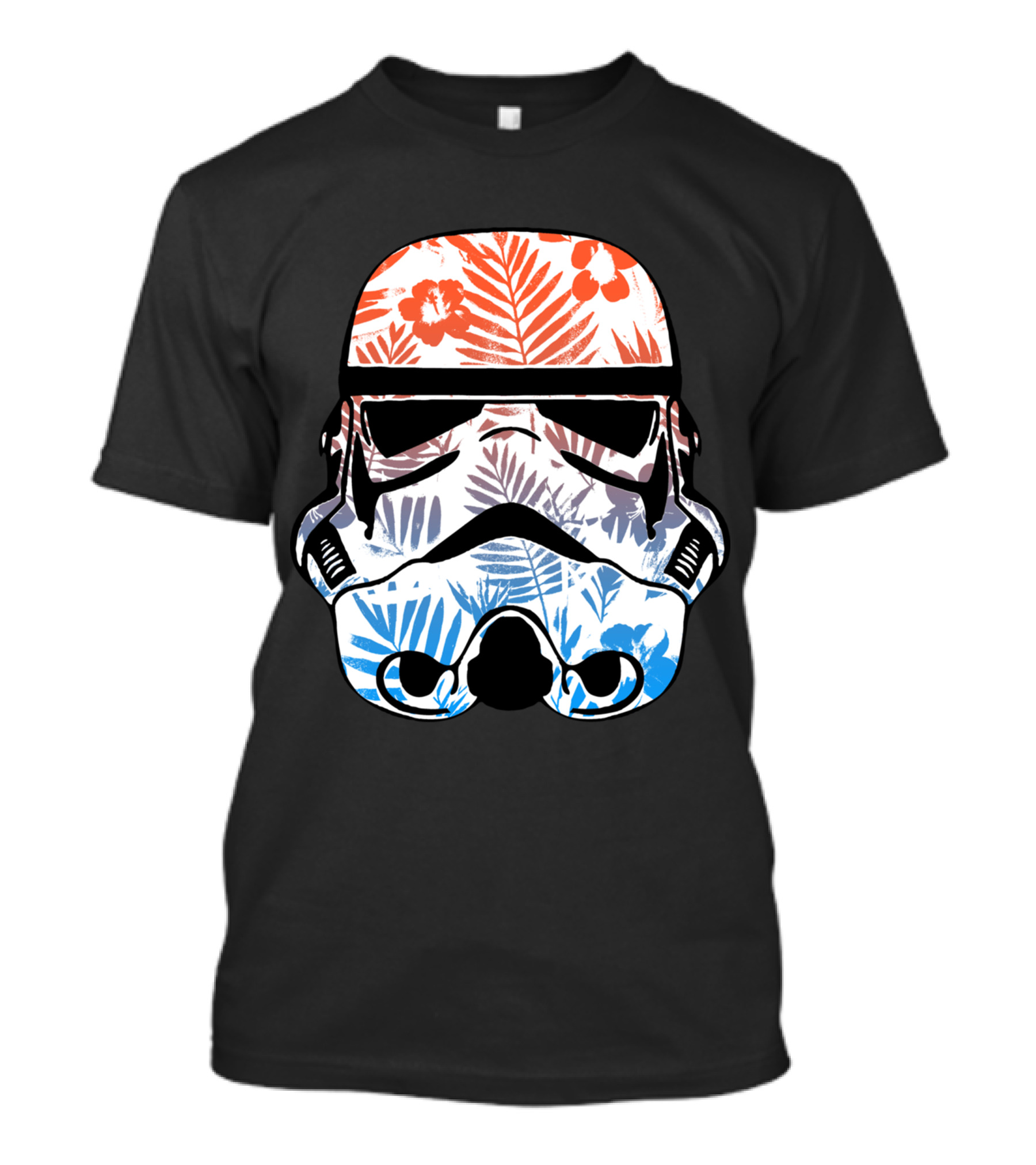 Tropical Trooper Helmet Floral Red And Blue T-Shirt