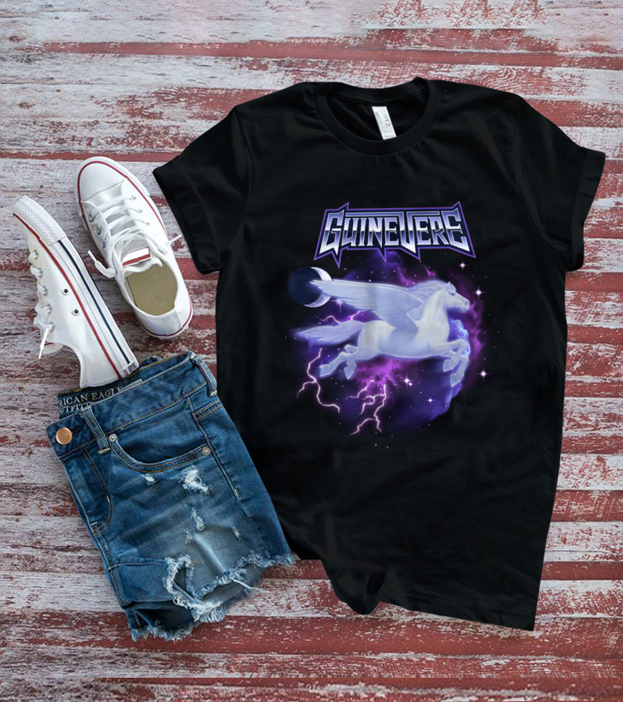 Guinevere Flying Pegasus With Lightning And Crescent Moon T-Shirt