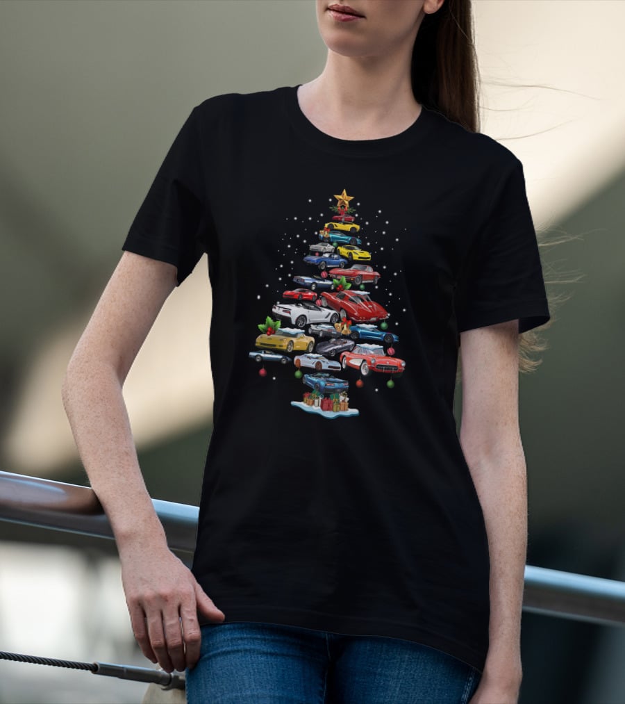 Corvette Christmas Tree Classic Cars Holiday Arrangement T-Shirt