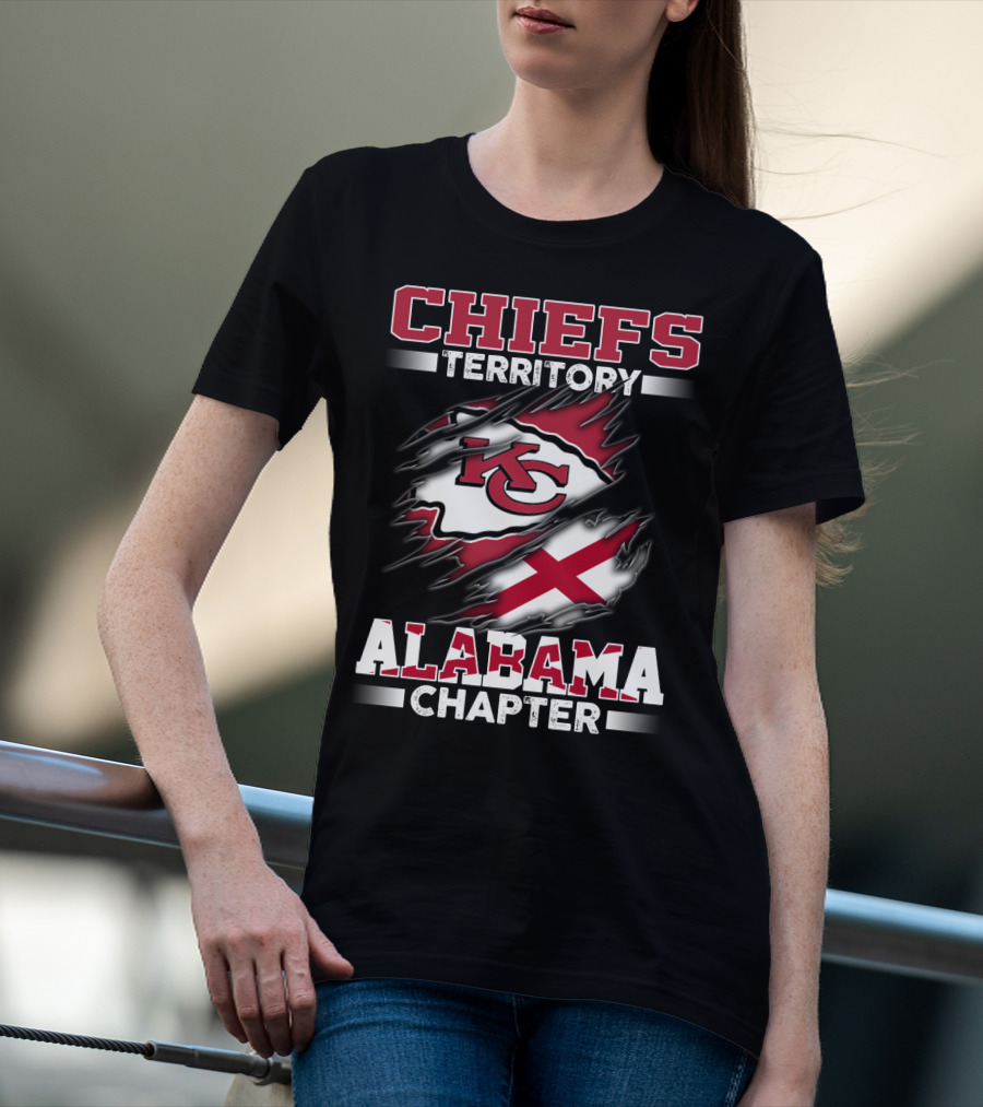 CHIEFS TERRITORY ALABAMA CHAPTER KC Logo And Alabama Flag T-Shirt