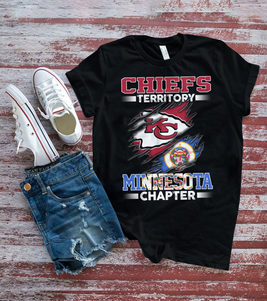 CHIEFS TERRITORY MINNESOTA CHAPTER KC Logo And Minnesota State Flag T-Shirt
