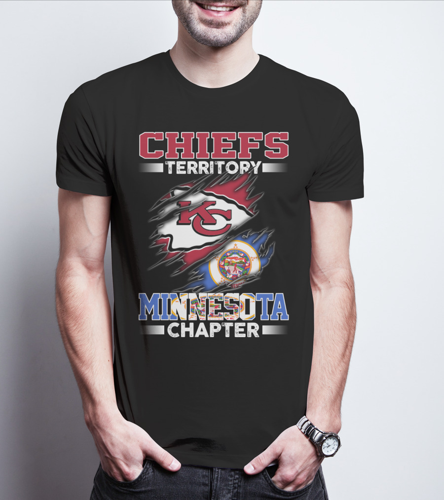CHIEFS TERRITORY MINNESOTA CHAPTER KC Logo And Minnesota State Flag T-Shirt