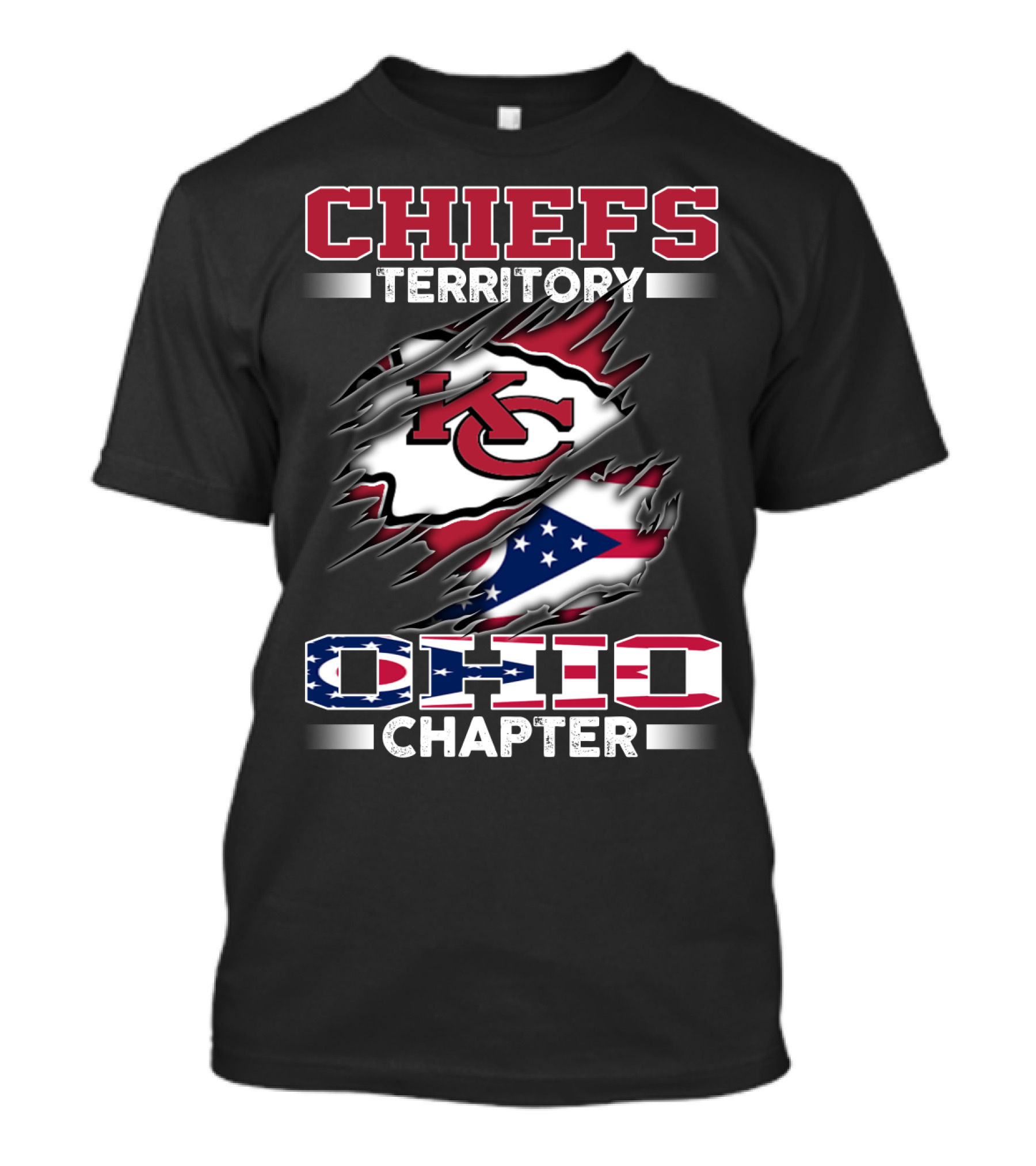CHIEFS TERRITORY OHIO CHAPTER KC LOGO FLAG T-Shirt