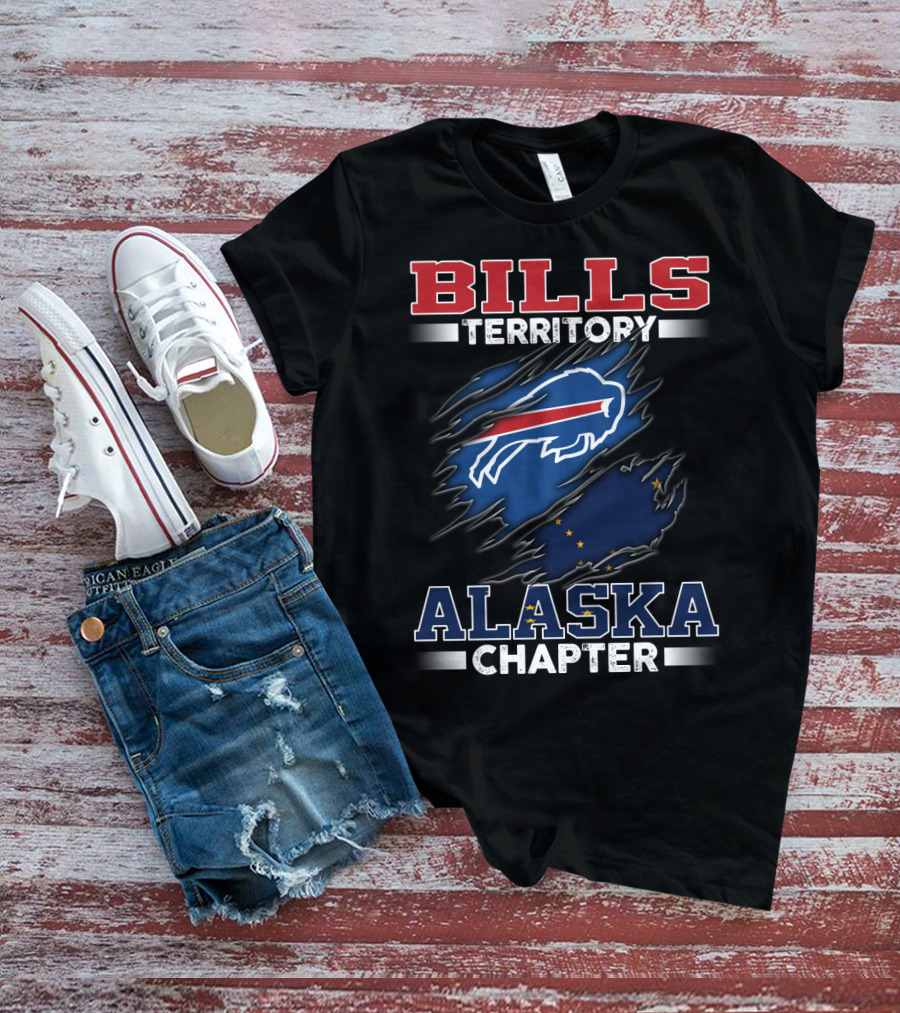 BILLS Territory Alaska Chapter Buffalo Icon With State Flag Elements T-Shirt