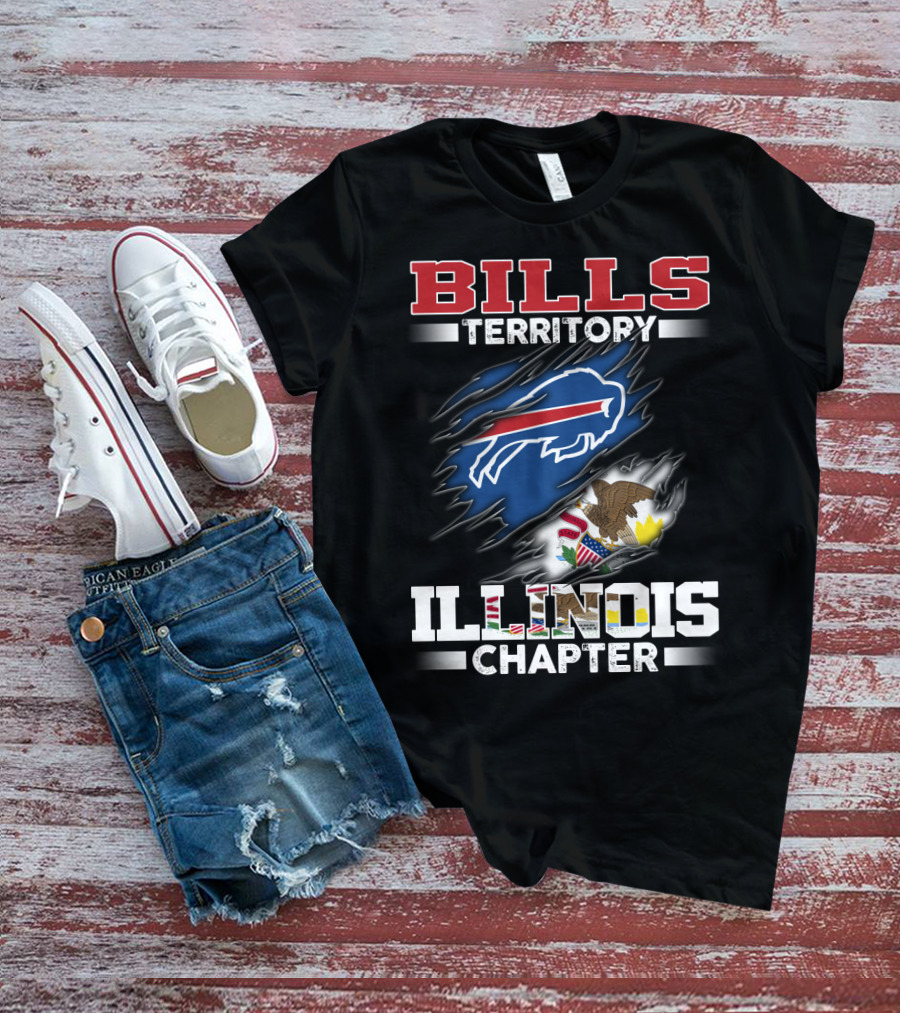 BILLS Territory Illinois Chapter Buffalo Bills Logo And Illinois State Seal T-Shirt