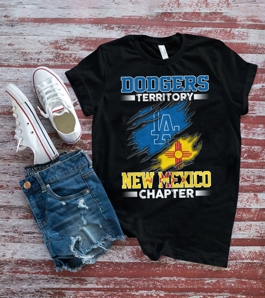 Dodgers Territory New Mexico Chapter LA Logo New Mexico Flag T-Shirt