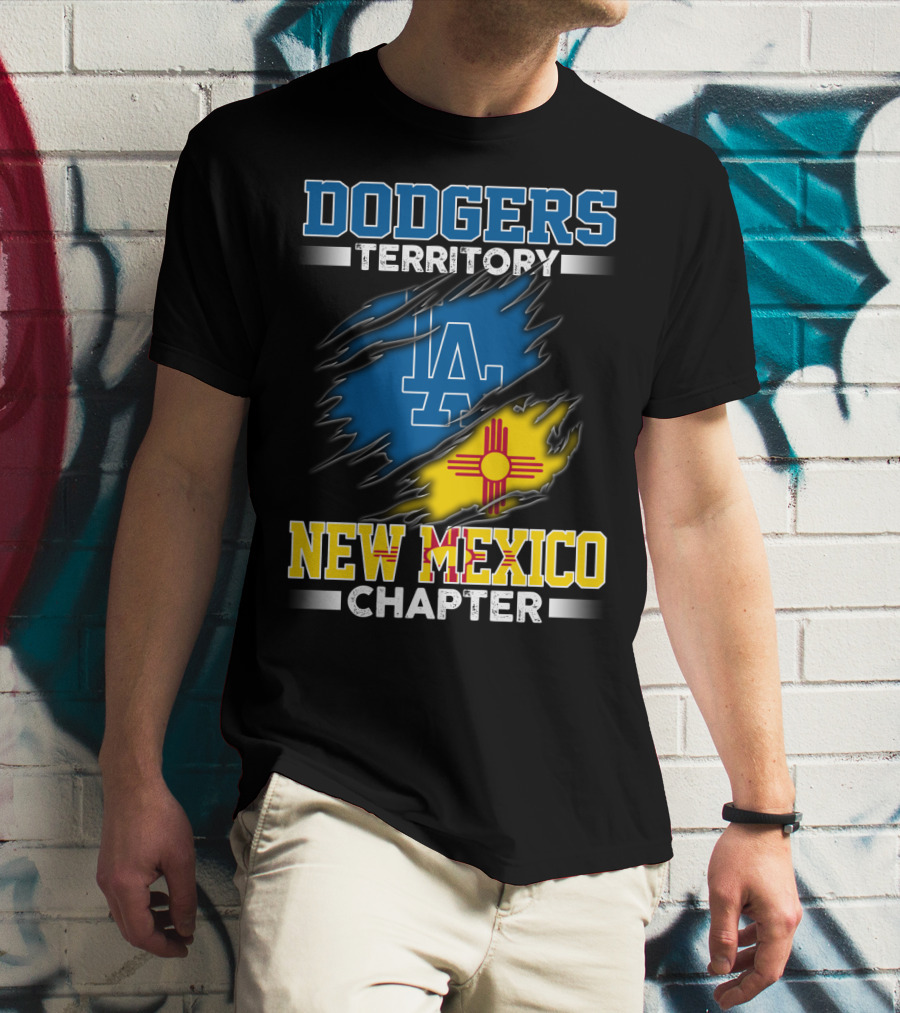 Dodgers Territory New Mexico Chapter LA Logo New Mexico Flag T-Shirt