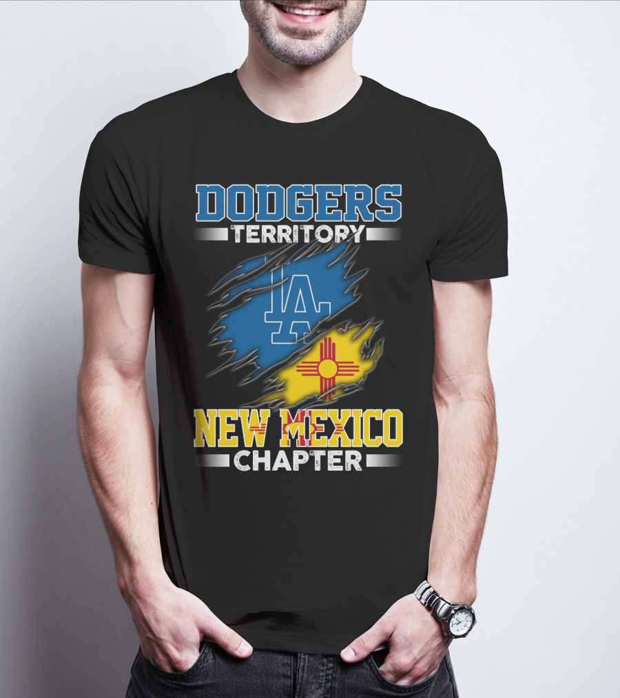 Dodgers Territory New Mexico Chapter LA Logo New Mexico Flag T-Shirt