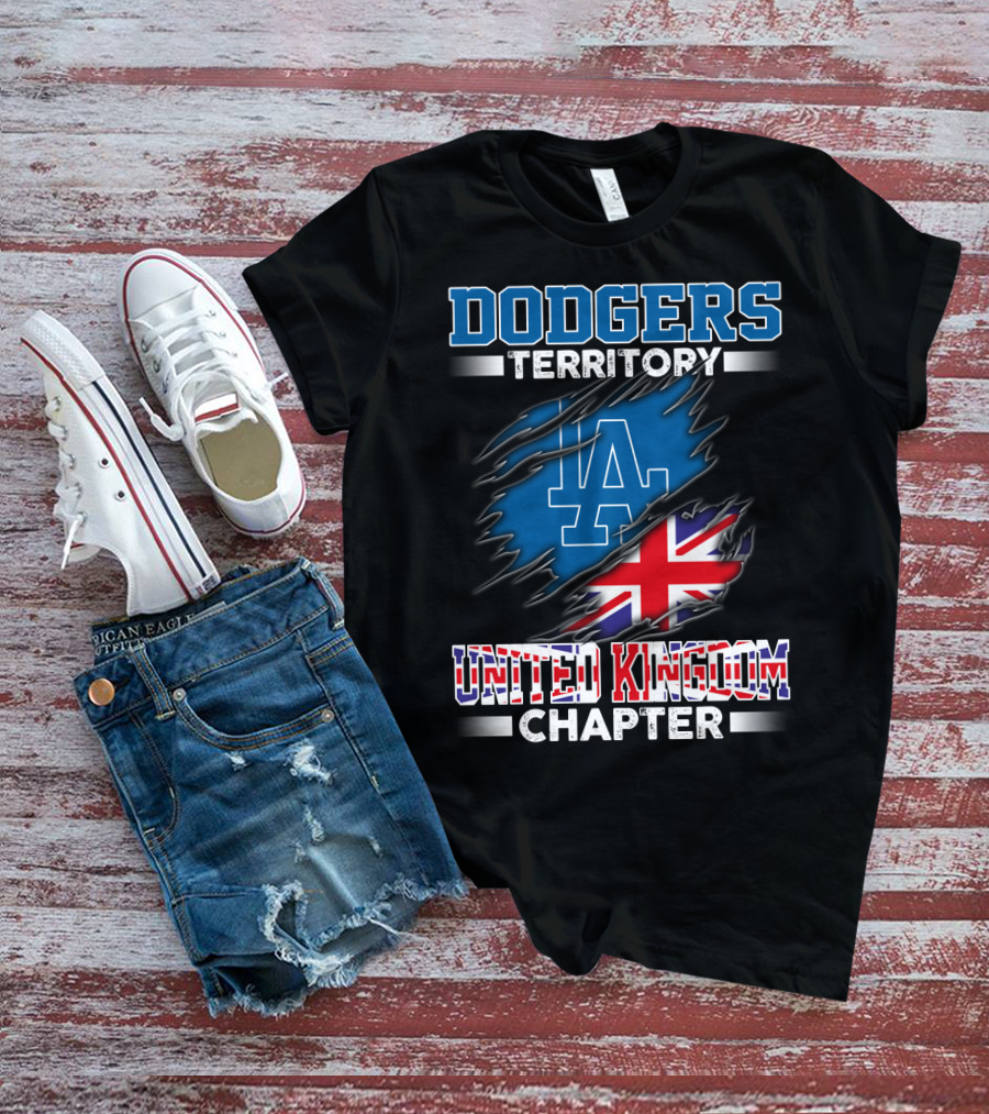 Dodgers Territory United Kingdom Chapter LA Logo Union Jack T-Shirt