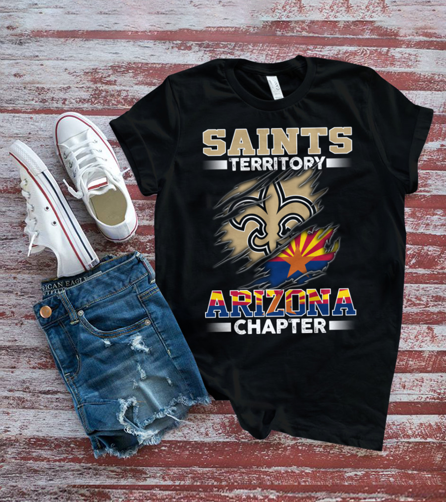 Saints Territory Arizona Chapter Fleur-De-Lis And Arizona Flag T-Shirt