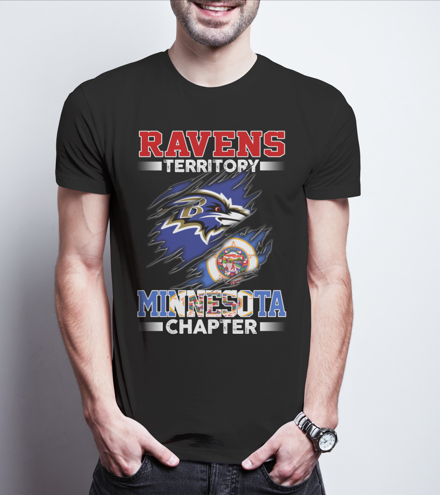 Ravens Territory Minnesota Chapter Nfl Team Logo And State Flag T-Shirt