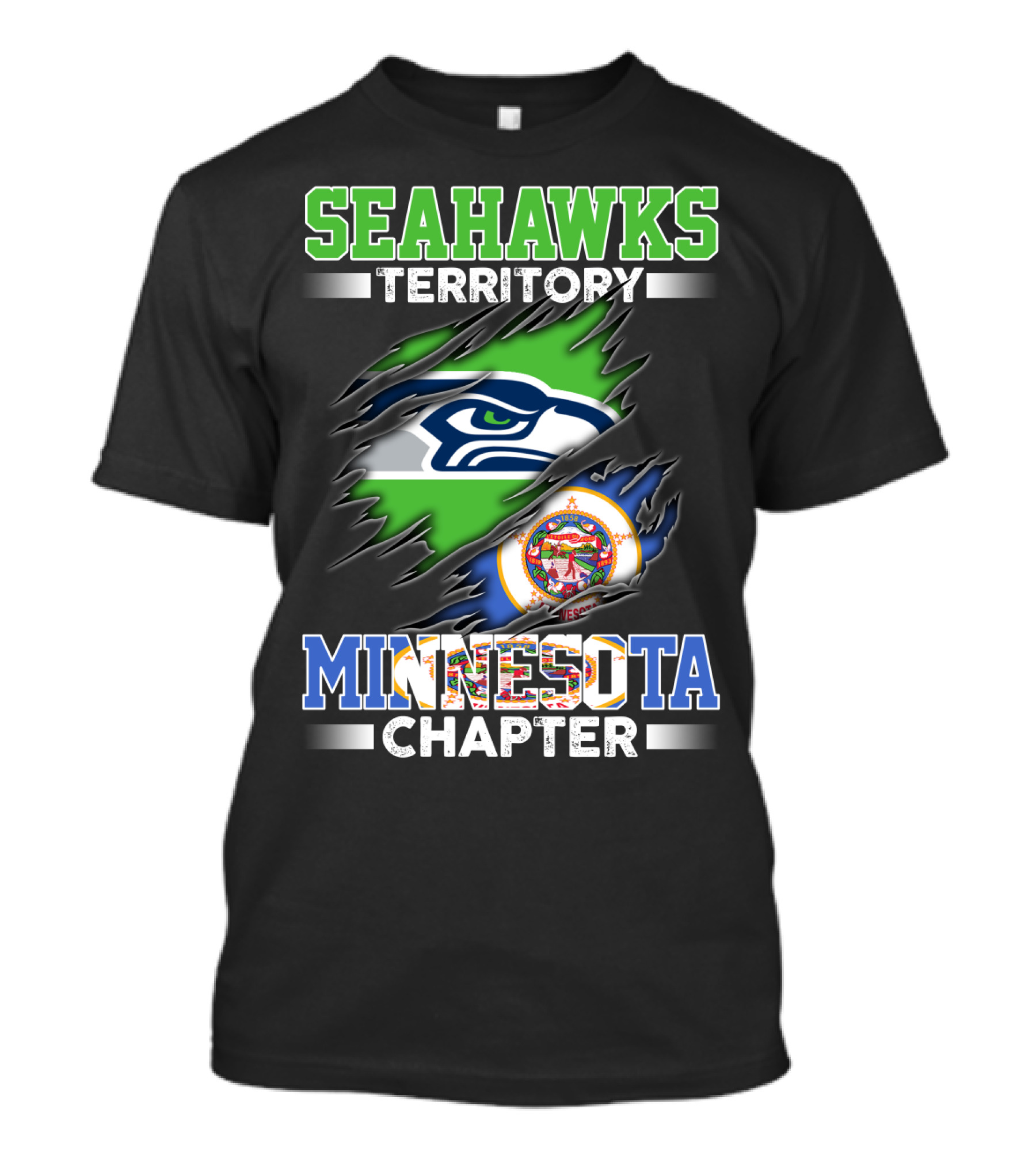Seahawks Territory Minnesota Chapter Team Logo Flag Combination T-Shirt