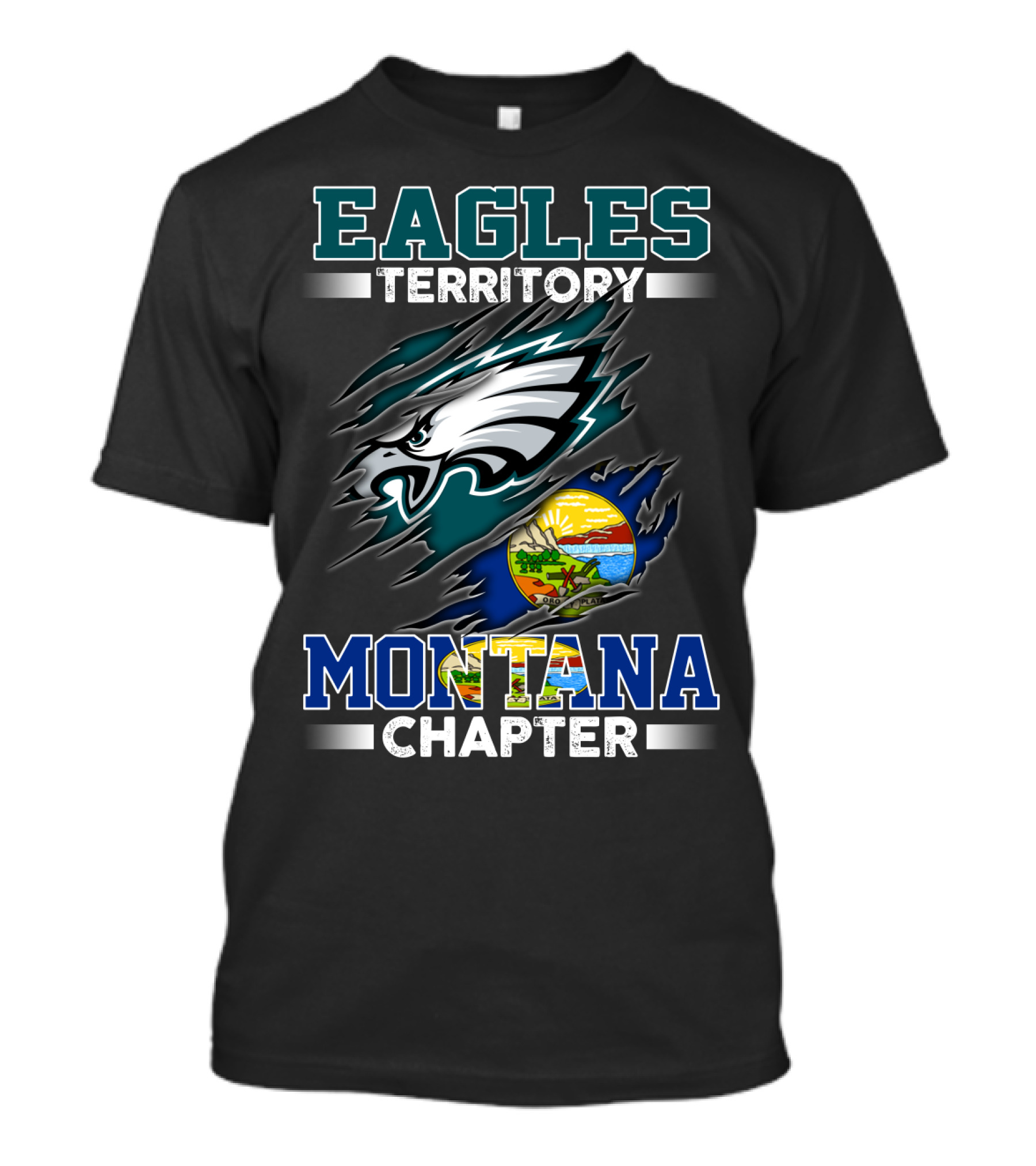 Eagles Territory Montana Chapter Philadelphia Eagles Logo With Montana State Flag Elements T-Shirt
