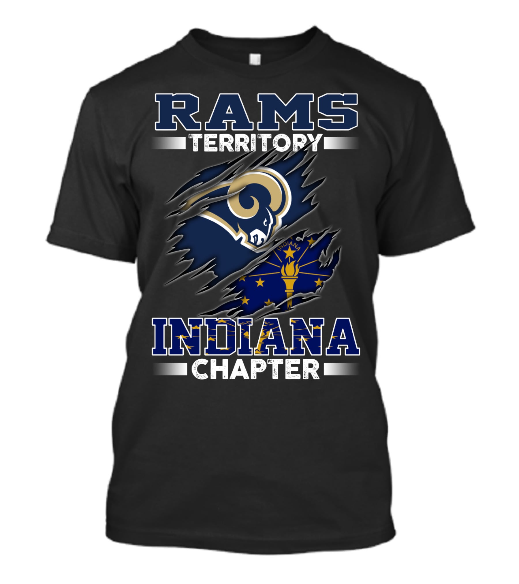 Rams Territory Indiana Chapter Featuring Indiana State Flag And Rams T-Shirt
