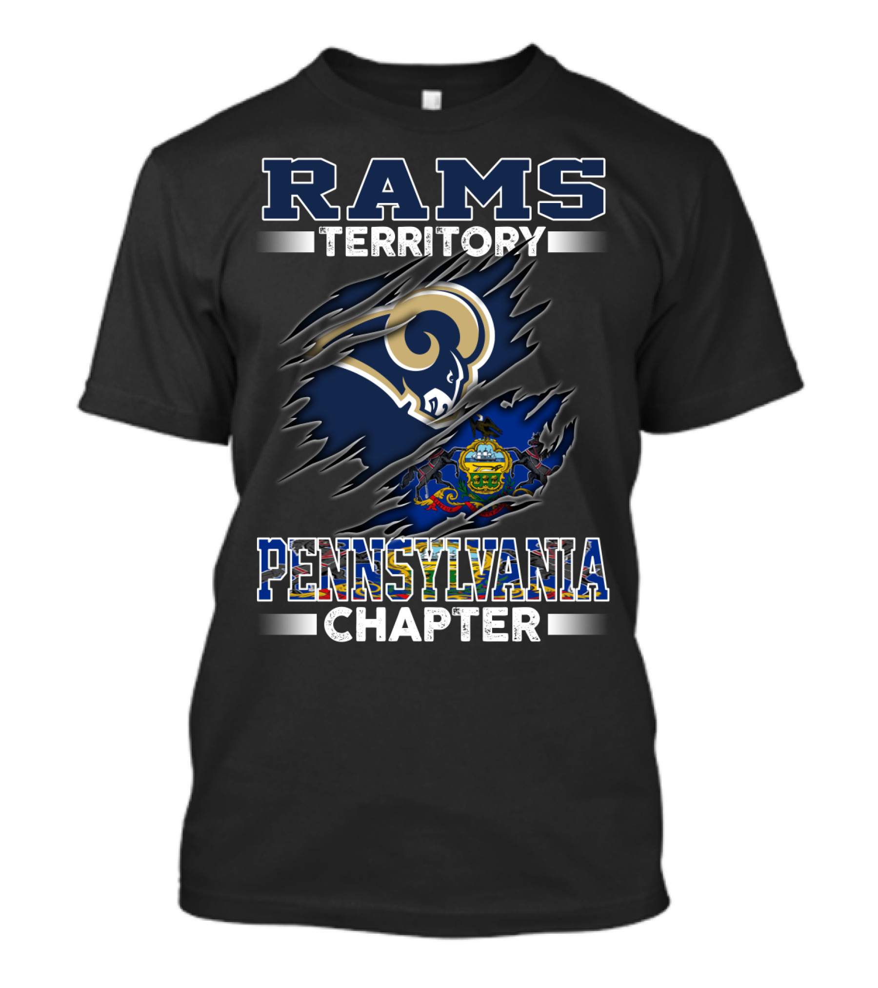 Rams Territory Pennsylvania Chapter With State Flag And Team T-Shirt