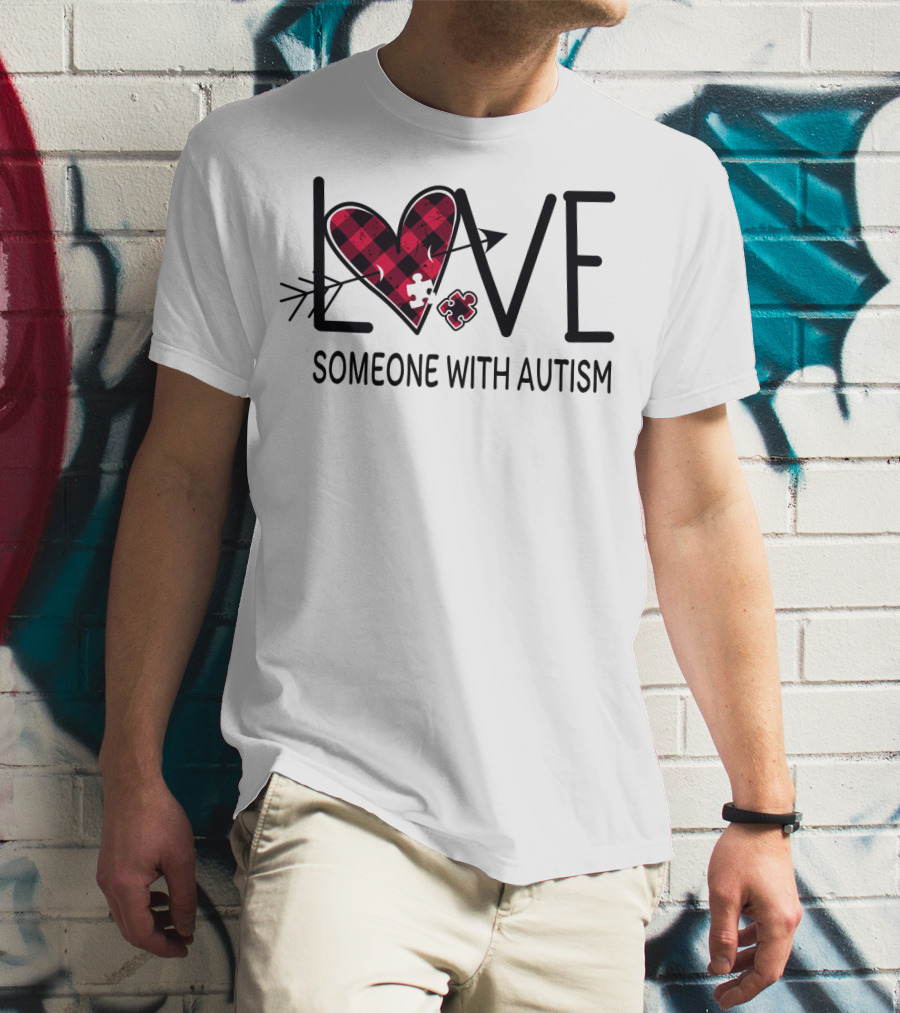 LOVE Someone With Autism Heart Puzzle T-Shirt
