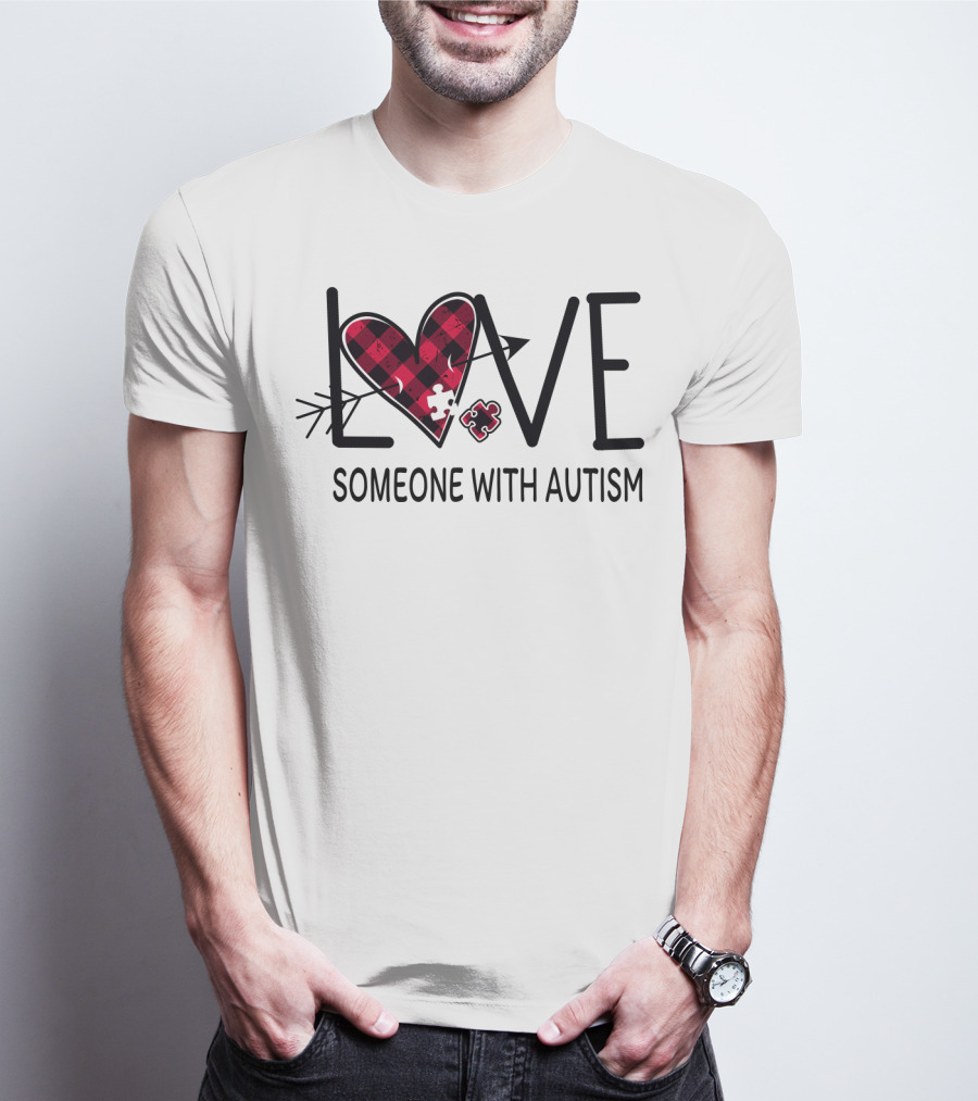 LOVE Someone With Autism Heart Puzzle T-Shirt
