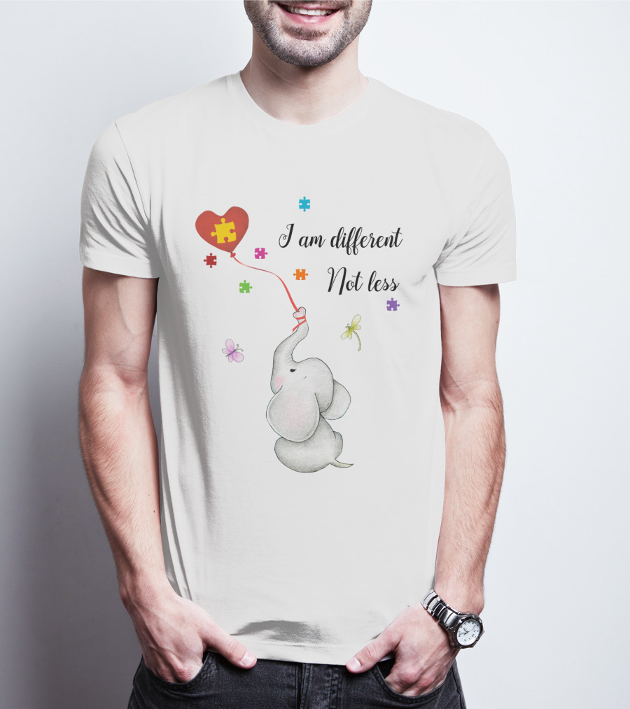 I Am Different Not Less Elephant Puzzle Heart Balloon Autism T-Shirt