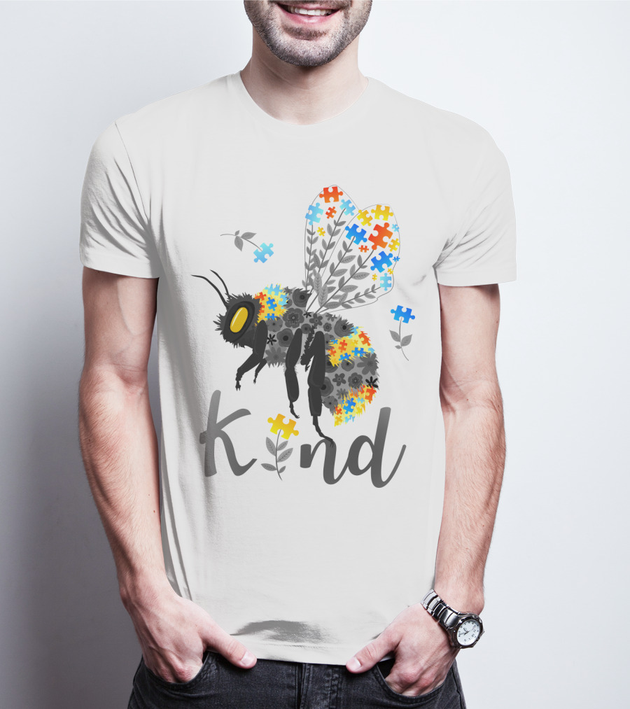 Kind Bee Puzzle Autism Awareness T-Shirt
