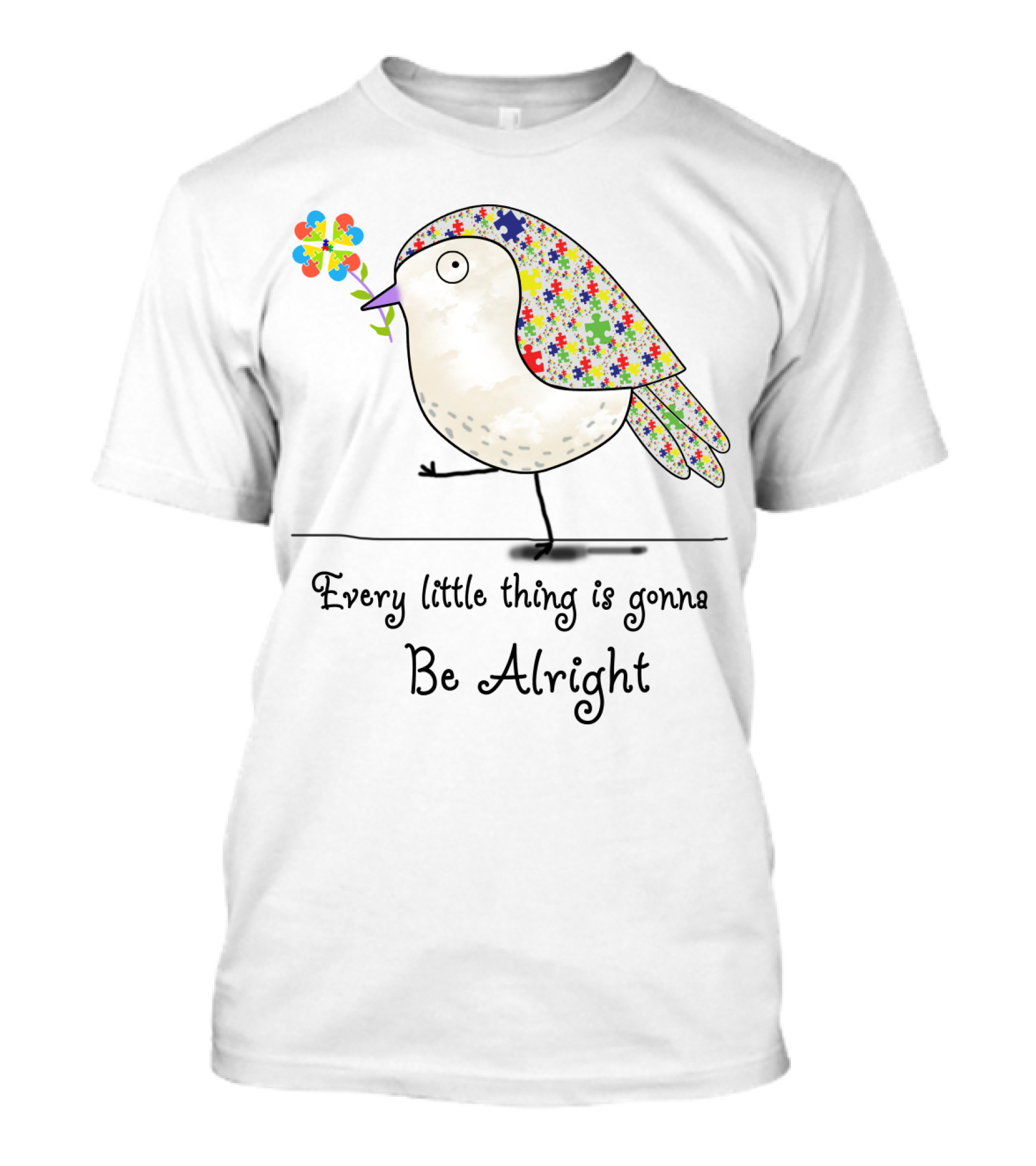 Every Little Thing Is Gonna Be Alright Puzzle Bird T-Shirt