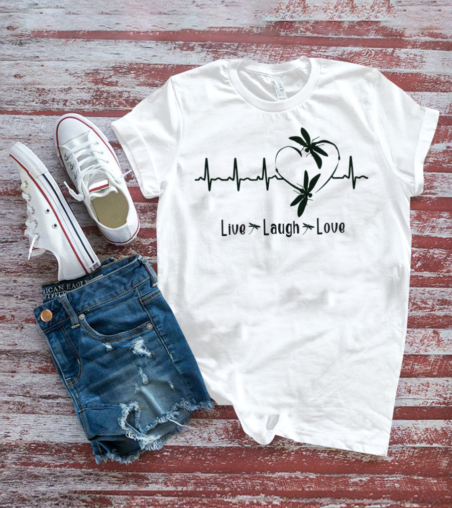 Live Laugh Love Dragonfly Heartbeat T-Shirt
