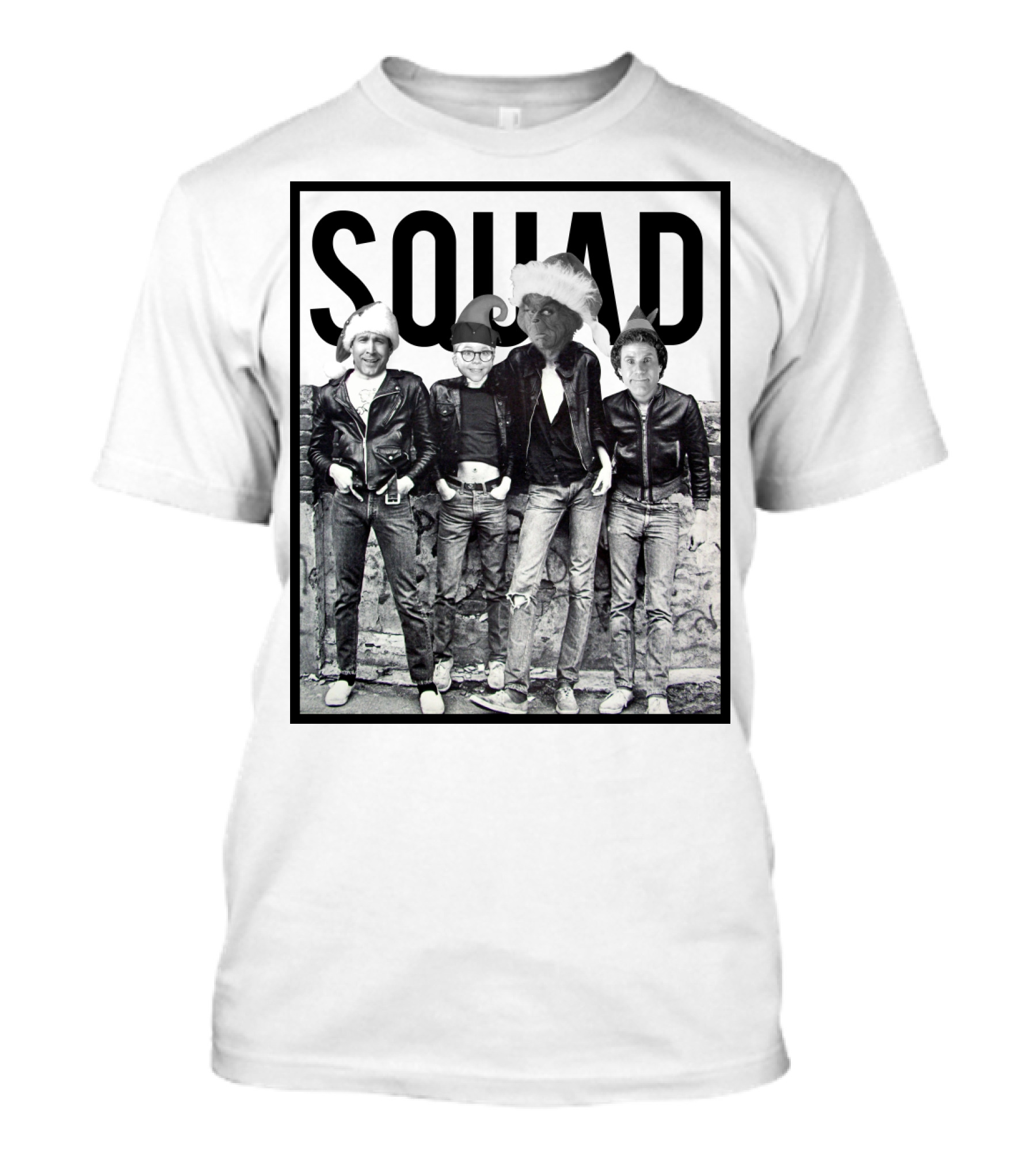 Xmas Squad Rock Band Santa Hats T-Shirt