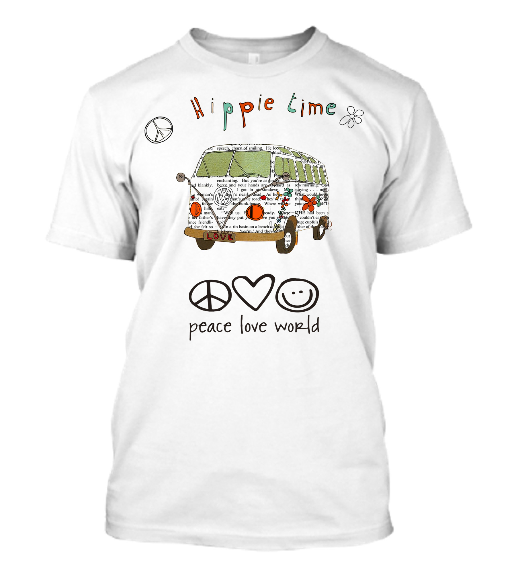 Hippie Time Peace Love World Volkswagen Bus T-Shirt