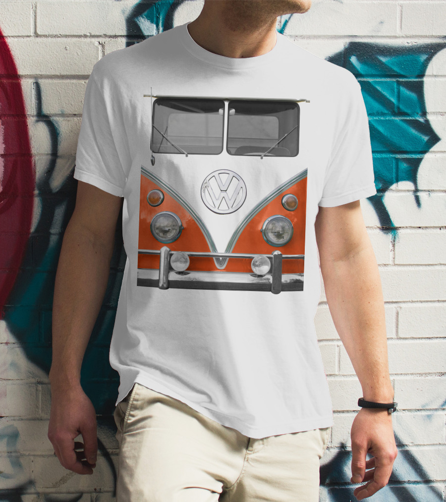 Volkswagen Orange Bus Front Vintage Look T-Shirt