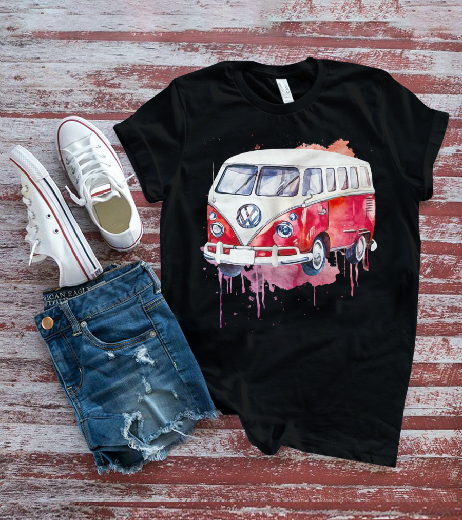 Volkswagen Camper Van Watercolor T-Shirt