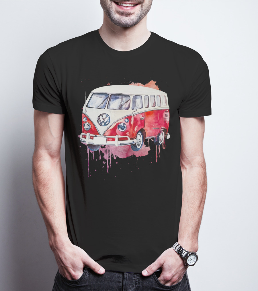 Volkswagen Camper Van Watercolor T-Shirt